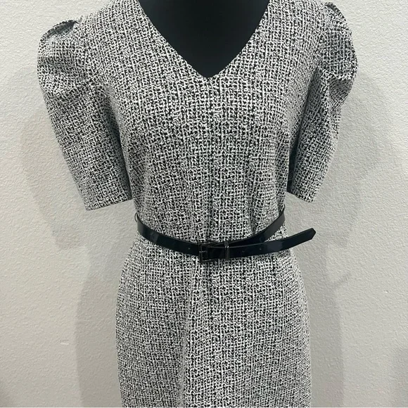 Karl Lagerfeld Monochrome Tweed Midi Dress Size 2 - Picture 2 of 7